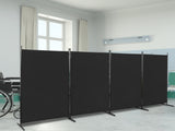 6FT 4-Fold 160g Polyester Fabric Plastic Foot Carbon Steel Frame Foldable Screen Black 26089175