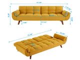75" Flared Arm Convertible Sleeper Sofa-Yellow 38289341