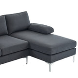 280*130*85 U-Shaped 4-Seat Linen Seat Frame Wooden Frame Back Iron Frame Silver Feet Indoor Modular 62447468