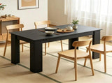 Modern Dining Table 63 Inch Rectangular Kitchen Table for 4-6 People Black Wood Effect Living Room 02324399
