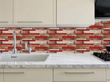 12-Piece Set of Retro Red Shaped Wood-Grain Self-Adhesive Wallpaper 85861440