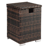40*40*57cm Iron Frame Gas Bottle Storage Rattan Side Table Brown Gradient 89026297