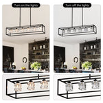 ZUN 6-Light Farmhouse, Modern Industrial Linear Rectangular Crystal Pendant Light Cage W1592P232593