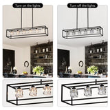 ZUN 6-Light Farmhouse, Modern Industrial Linear Rectangular Crystal Pendant Light Cage W1592P232593