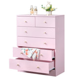 ZUN Modern Simple 6-Drawer Dresser Pink 28507163