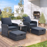 5 Pieces Wicker Patio Furniture Set Outdoor Patio Chairs with Ottomans Conversation Furniture with W813P283082
