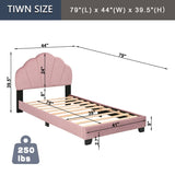 Upholstered Twin Size Platform Bed for Kids, Wooden Bed Frame with Slatted Bed Base, No Box Spring 84024553