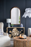 23" x 42" Hand Carved Rose Antique Mirror Frame, Wood Arch Mirror Wall Decor for Living Room, W2078126747