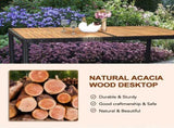 7 Piece Patio Dining Set, Outdoor Patio Conversation Set with Acacia Wood Table Top and Rattan 57865611