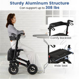 308lbs Foldable Rolling Walker 9" All-Terrain Tires, 7-Level Height , Wide Seat, 72452808