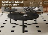 Modern coffee table with two display shelves, Black Faux marble surfaces, Tripod-inspired N735P177472B