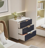 DFW 3 Drawer Dresser for Bedroom, Fluted Modern Nightstand with Deep Drawers, Chest of Drawers with W2301P301004