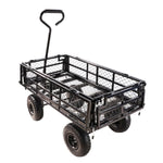 ZUN (Black double fence utility cart) Wagon Cart Garden cart trucks make it easier to transport firewood W22784159