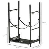 Firewood Rack with Fireplace Tools, Indoor Outdoor Firewood Holder, Flat Bottom with 2 Tiers for W2225142617