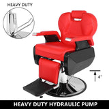 All Purpose Barber Chair Heavy Duty 440lbs Reclining Swivel Hydraulic for Barbershop Hair Salon, Red 51950622