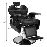 Barber Chair with Round Base and Footrest, PVC Leather Upholstery, ABS Armrests, 10033230