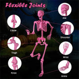 5.5 FT Pink Halloween Skeleton Decor - No Assembly Needed, Integrated Hanging Rope, Playful-Spooky 65148818