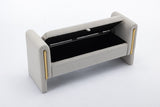 032-Velvet Fabric Storage Bench Bedroom Bench With Gold Metal Trim Strip For Living Room Bedroom W527122005