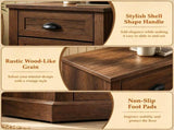 Farmhouse Nightstand with 2 Storage Drawers, Vintage Wooden Bedside Table with Non-Slip Foot Pads, 15894813