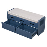 ZUN TREXM Rustic Storage Bench with 2 Drawers, Hidden Storage Space, and 3 False Drawers at the Top, WF323695AAM