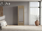Frisco 1 Door Wardrobe 67" H with Mirror and Vertical Storage Design, Natural Oak B097P480462