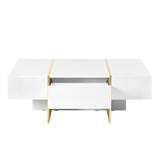 ON-TREND 47.2'' x 31.4''Minimalist High Gloss Coffee Table with 2 Drawers, Multi-Storage Rectangle N721P180693K