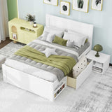 Twin Size Platform Bed With Drawer And Two Shelves, White N709P214182K