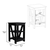 3-Tier End Table/Nightstand, Side Table for Small Space, Black B097P199750