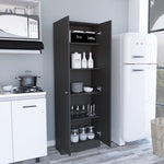 ZUN Multistorage Pantry Cabinet, Five Shelves, Double Door Cabinet -Black B20091964