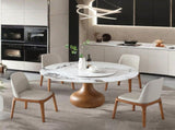 5pcs Modern Marble Dining Table, 59" Round Sintered Stone Table for Dining Room, Kitchen, Dinette, 18781274