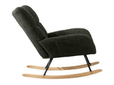 Teddy Fabric Wingback Glider Rocker with Side Storage Pocket, Soft Comfy Nursing Rocking Chair, 75138355