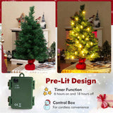 24" Mini Artificial Christmas Tree 71 Branch Tips, 35 Warm White LEDs, Flame-Retardant PVC, Cement 82739287