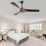 ZUN 52 Inch Modern Ceiling Fan With 3 ABS Blades Remote Control Reversible DC Motor Without Light For W882P146894