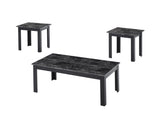3pc Set Traditional Style Rectangular Coffee Table Square Shape End Table Wooden Legs Black Finish B011P232910