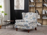 Modern Accent with Retro Wood Legs, Comfy Upholstered Armchair, Floral Design Single Sofa 75700450
