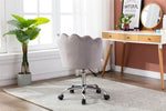 ZUN COOLMORE Velvet Home Office Chair with silver Base, Modern Cute Shell Back Upholstered Desk Chair W39523200