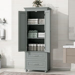 ZUN Tall Storage Cabinet with Two Drawers for Bathroom/Office, Grey WF299284AAE