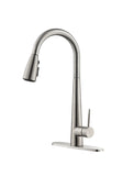 ZUN Kitchen Faucet Pull Down Sprayer Brushed Nickel, High Arc Single Handle Kitchen Sink Faucet K-4012-NS