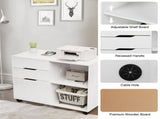 3-Drawer File Cabinet with Wheels, Rolling Wood Printer Stand with Open Storage Shelves 77328621