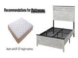 Fully floating bed frame LED lights and charging station cushion platform bed frame, large bed, W636P317329