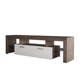 ZUN 20 minutes quick assembly brown simple modern TV stand with the toughened glass shelf cabinet 04458342