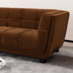 ZUN WKS13 Mid-century modern style: camel sofa simple, small square design, velvet fabric texture W2085P173260