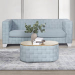 ZUN Light Teal Coffee Table with Knitting Texture Base B062P209114