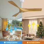 ZUN 52 Inch Modern Ceiling Fan With 3 ABS Blades Remote Control Reversible DC Motor Without Light For W882P147268