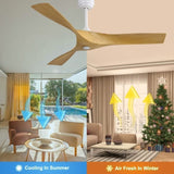 ZUN 52 Inch Modern Ceiling Fan With 3 ABS Blades Remote Control Reversible DC Motor Without Light For W882P147268