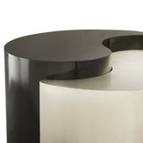 ZUN Ying Yang Modern & Contemporary Style 2PC Coffee Table Made with Iron Sheet Frame in Black & Silver B009140739