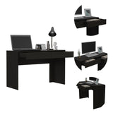 ZUN Black Wengue 2-Drawer Computer Desk B06280444