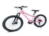 24 Inch Youth Mountain Bike with 7 Speeds & Front Suspension Durable Steel Frame, Alloy Rims & Disc W709P463455