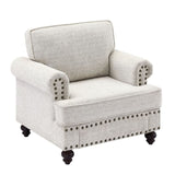 Chenille modern Upholstered Sofas 1 Seater Couches with Nails and Armrests W1708132873