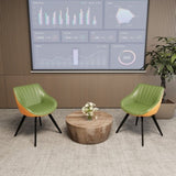 29.53" Medieval MDF coffee table and 2 PU dining chair set, drum integrated dining table and black 00738042